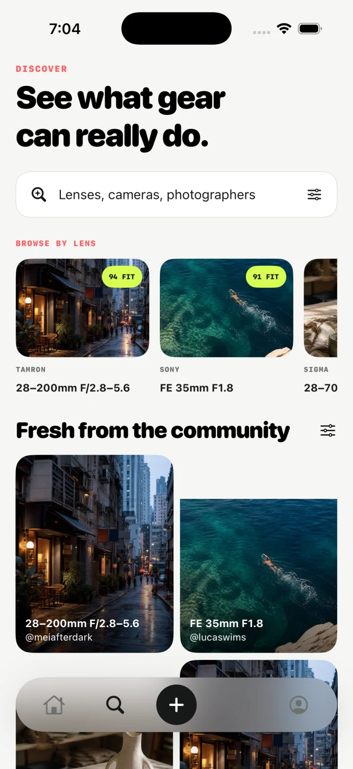CameraGAS photo discovery screen